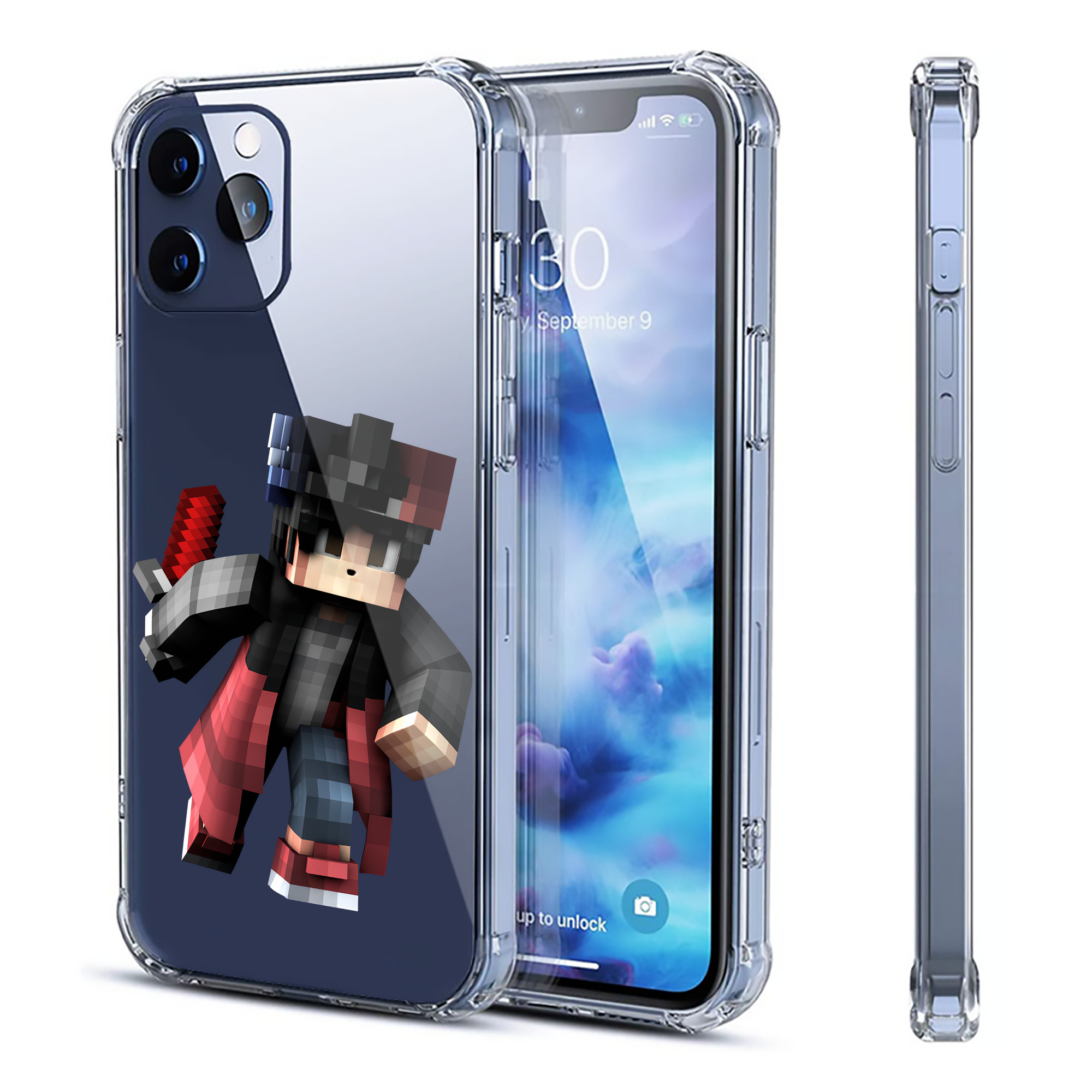 （画像用） マインクラフト ブロックの世界 Minecraft MC Block world 【iPhone 12シリーズ対応】透明スマホケース（クリアソフトケース）